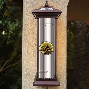 ✅ Yingke Pine Outdoor Solar New Chinese Style Wall Lamp Waterproof Home Courtyard Villa Garden Gate Pillar Led