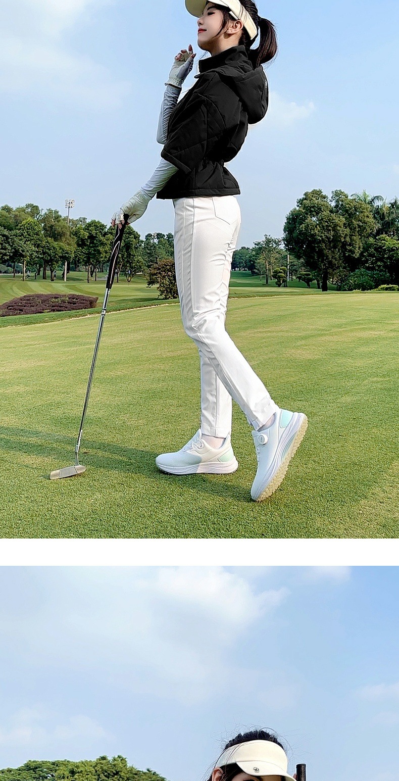 Áo khoác bông golf nữ chống gió mũ liền tháo rời dáng ngắn — YF765 [mũ chống gió và ấm/có thể tháo rời] áo khoác cotton ngắn màu trắng, YF765 [mũ chống gió và ấm/có thể tháo rời] áo khoác cotton ngắn màu đen chi tiết 8