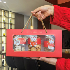 2024新年龍年加大糖果餅乾罐子包裝盒 過年雪花酥桃酥密封罐禮盒