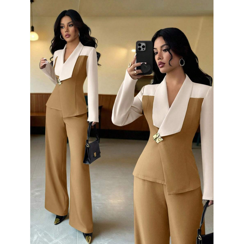 Cross-border Amazon European and American casual, fitted, asymmetrical blazer, 2026 autumn/winter new collection, fashionable and elegant pants