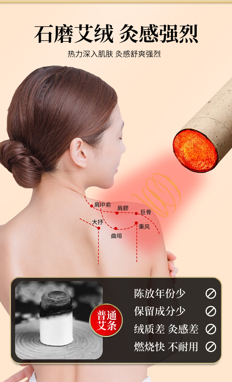 4cm Mulberry Paper Moxa Stick Ai Tiao 20cm Aged Mugwort Moxibustion Roll for Warming Massage quality and texture