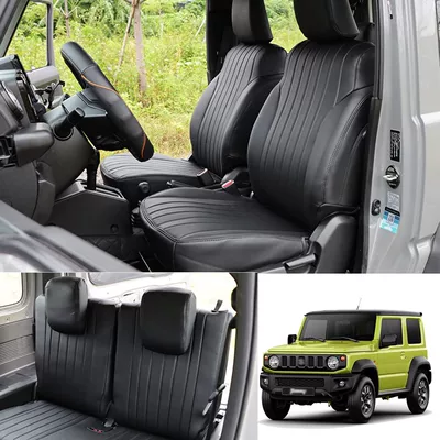 Suitable for 3-Door Jimny 2018+Jb64 Jb74 Leather High-End Seat Cover Fully Enclosed Seat Cover (Modelə uyğun (Original) oturacaq örtükləri) - black-the-entire-car-seat-cover