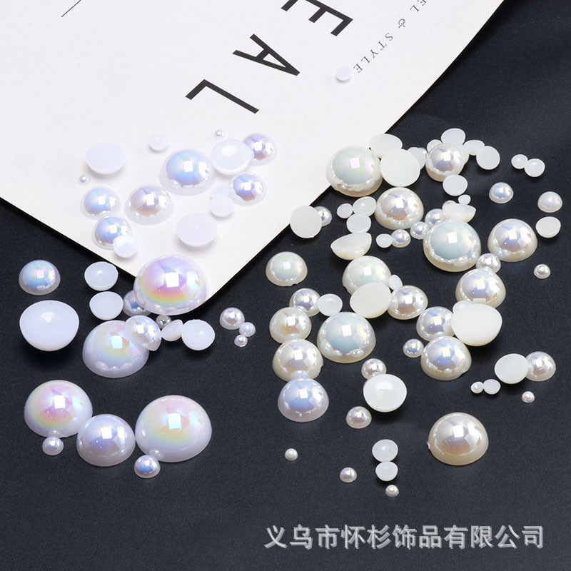 AB Colorful Flat Bottom Half-surface Half-circle Patch Phone Case Color Patch diy Handmade Decoration Accessories Accessories Material