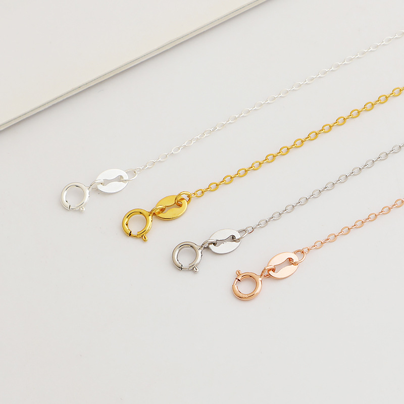 Thick 1mm, 40cm 5.5cm Long Jewelry Making Size 1 Piece 925 Sterling Silver 18K Gold Plated Rose Gold Plated White Gold Plated Cable Chain Thick 1mm 40cm 5.5cm Long