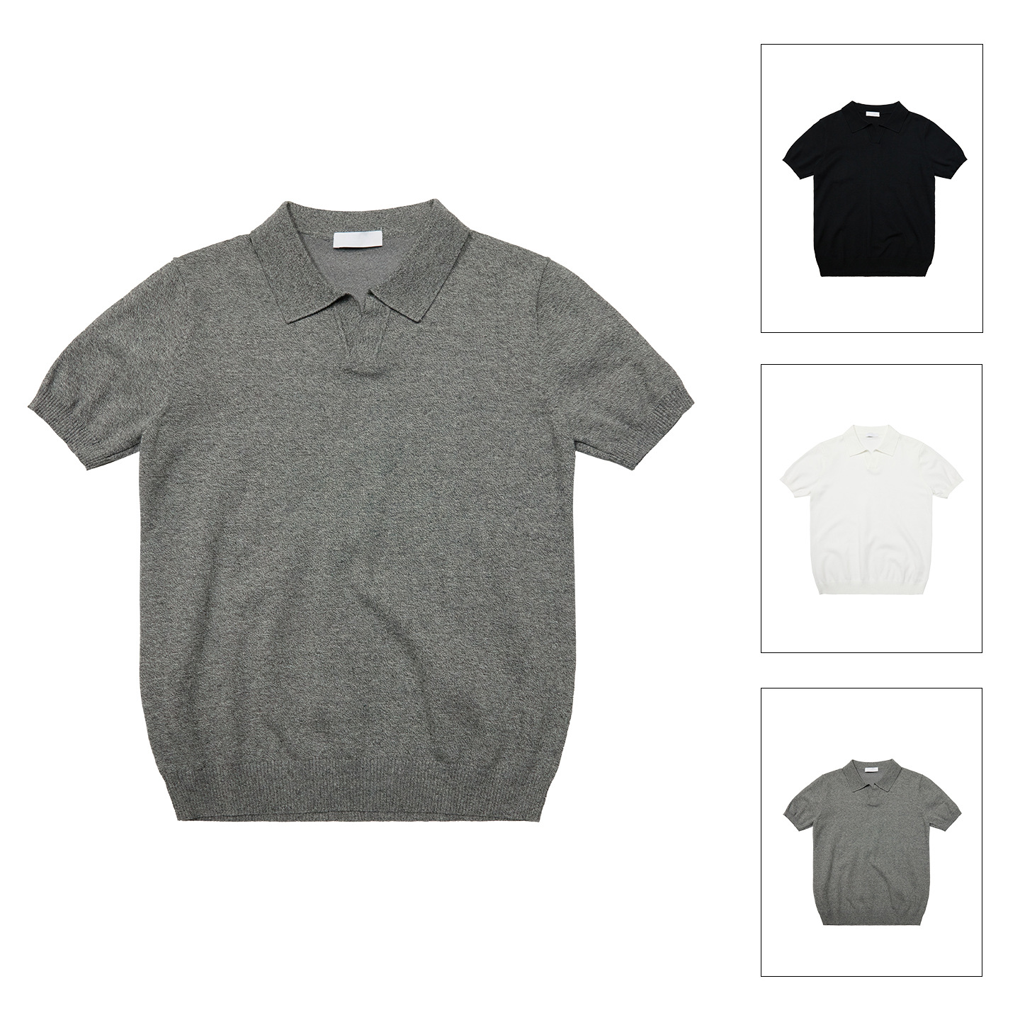 Old Money Cleanfit Straight Shoulder Seagull Collar Small V-Neck Short-Sleeve T-Shirt 26 Summer Comfortable Solid Color Knit Tee Unisex