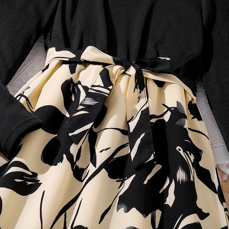 Mädchen Langarm Kleid Mit Blumenmuster Für Den Herbst_voghion.com