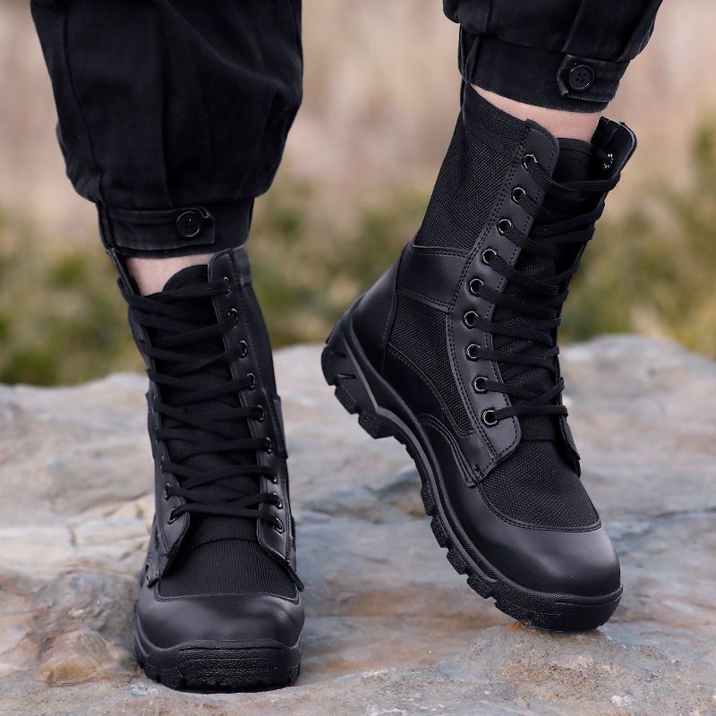Authentic Summer Martin Boots, Mesh Breathable Long Boots, Men's Work Boots, Outdoor Hiking Shoes, Leather Boots, Security High-Top Boots