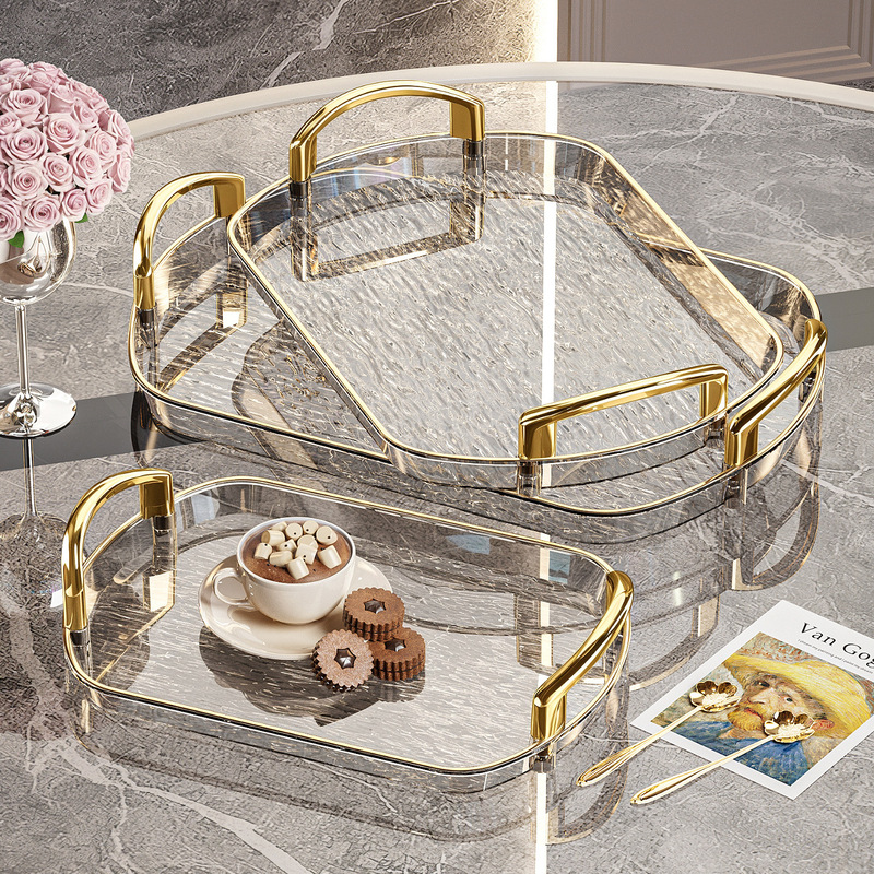 Light Luxury Plastic Tray with Handle, Double-Eared High-End Household Tea Tray, Dinner Tray, Commercial Restaurant Thickened Large Tray Light Luxury Plastic Tray with Handle, Double-Eared High-End Household Tea Tray, Dinner Tray, Commercial Restaurant Thickened Large Tray