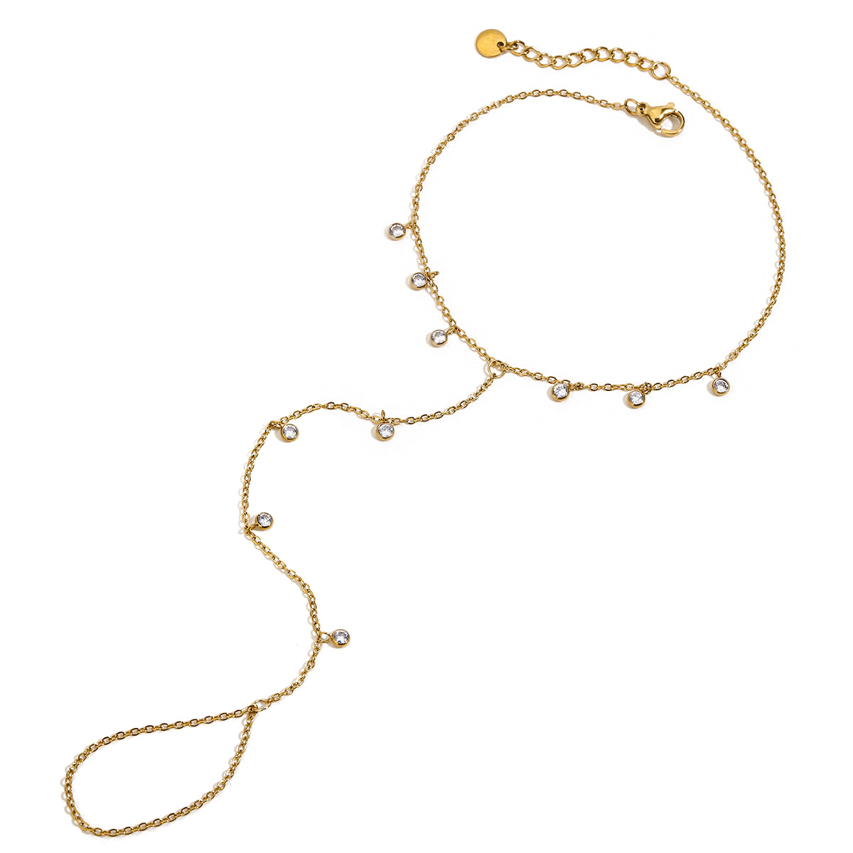 Wanxing Europa y América nicho transfronterizo playa de arena moderna clásica 18 quilates de oro acero inoxidable muchos zircones con pulseras de dedo pulseras de tobillas mujeres