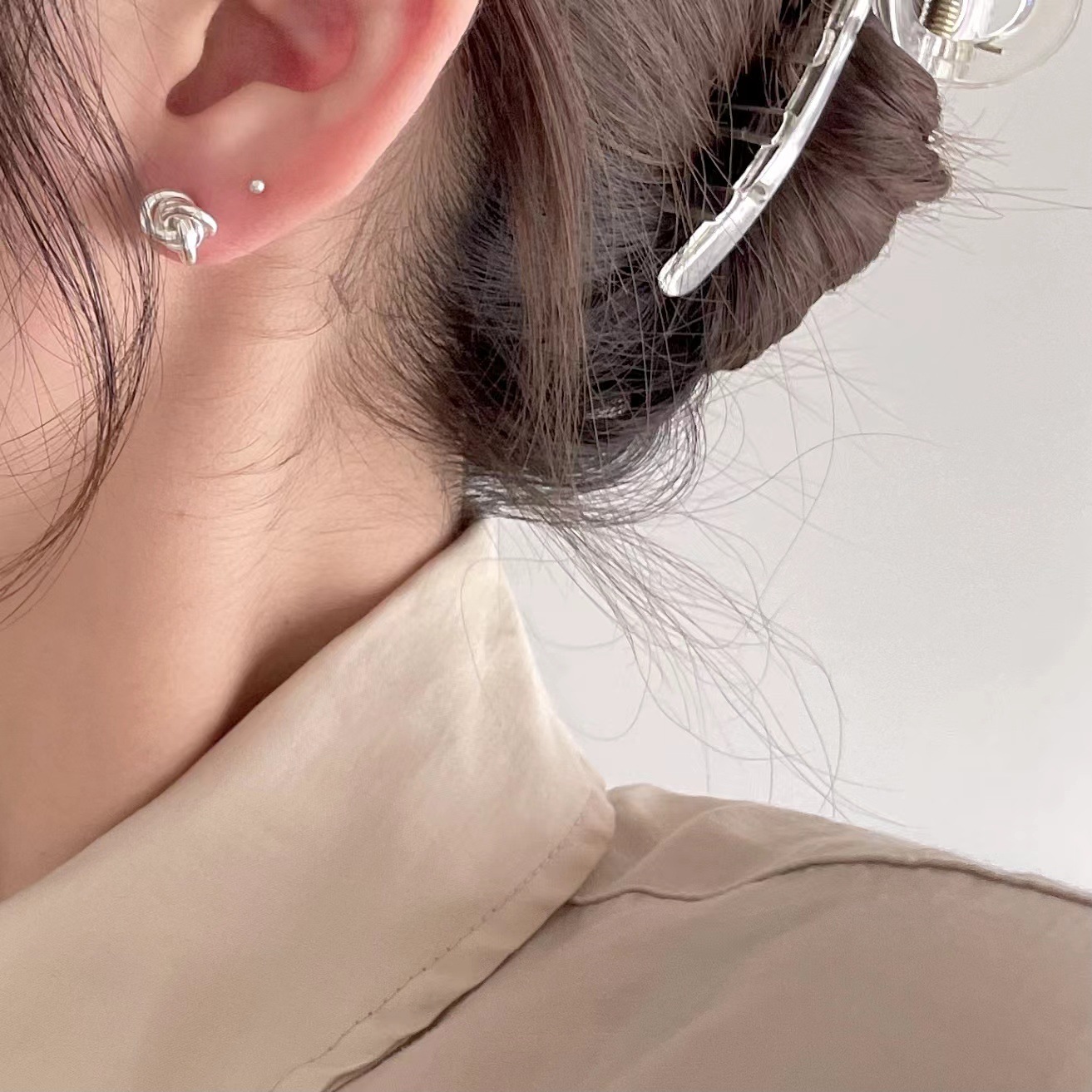 Ear Studs Classification 1 Pair 925 Sterling Silver Geometric Ear Studs