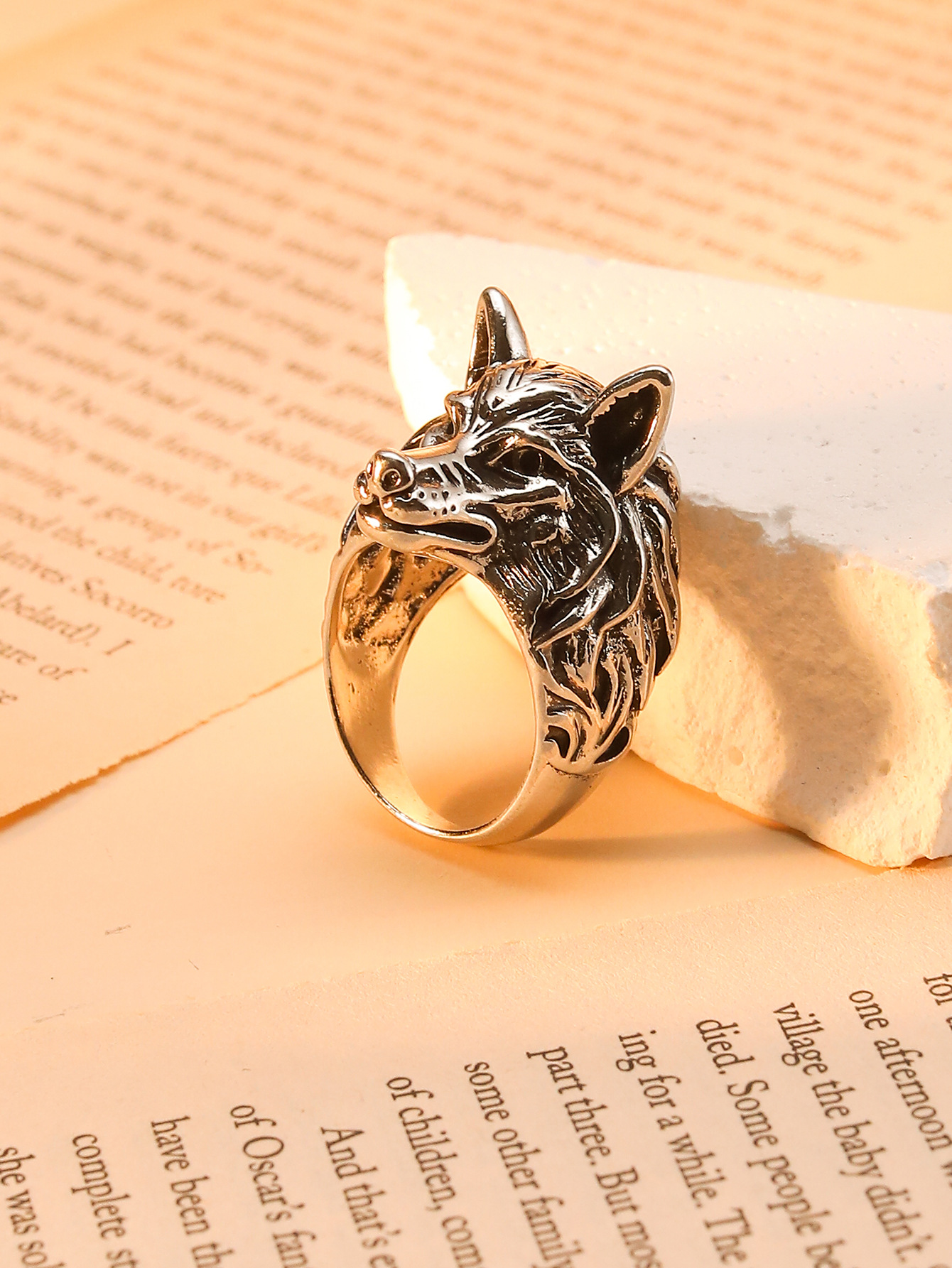 1 Piece Quantity Holiday Occasion Retro Punk Wolf Alloy Men's Rings Men Signet Rings