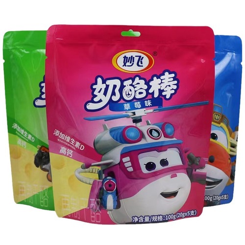 Miaofei Cheese Sticks 100g per bag, 5 sticks per pack, Original, Strawberry, Fruit Mix, Children's Cheese Sticks Wholesale