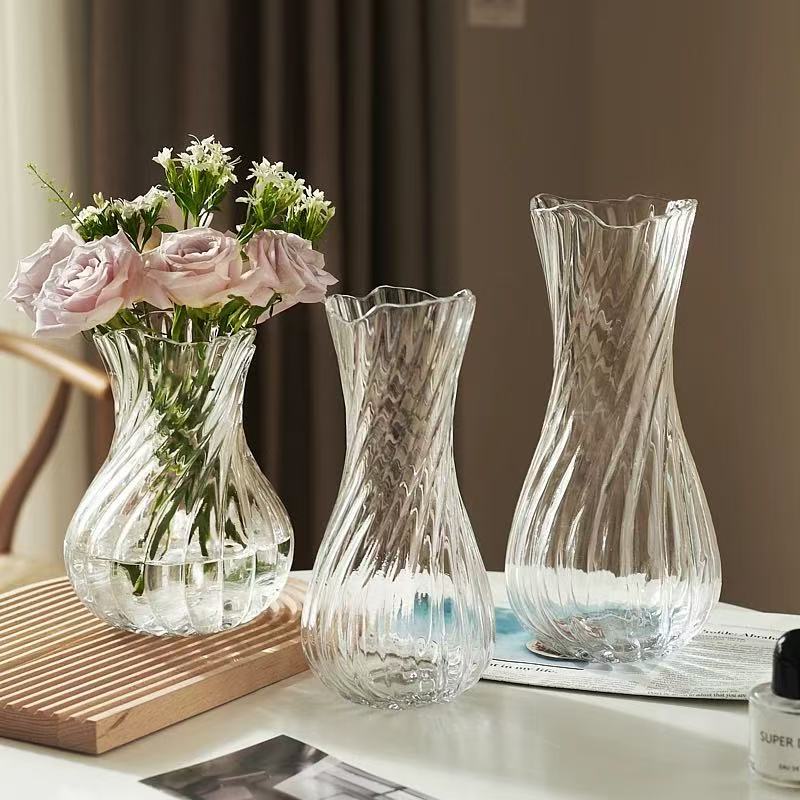 Rosas de vidrio agua transparente flores de hotel sala de estar decoración de mesa de comedor hecha a mano