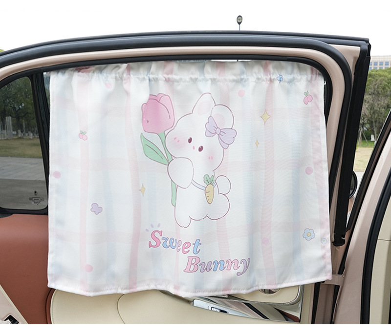 Blue Rain Original Car Curtain Cartoon Cute Sun Protection Heat Insulation Car Sunshade Curtain Fresh Style Car Sunshade