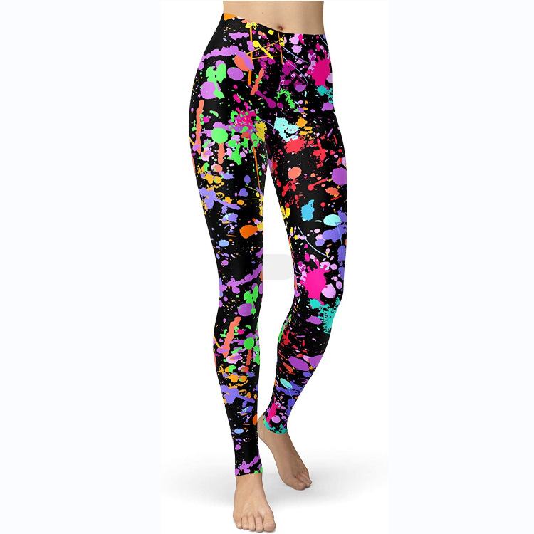 Abbigliamento da donna multicolore stampato slim fit fianchi sollevamento snellente grandi dimensioni corsa yoga fitness leggings_voghion.com
