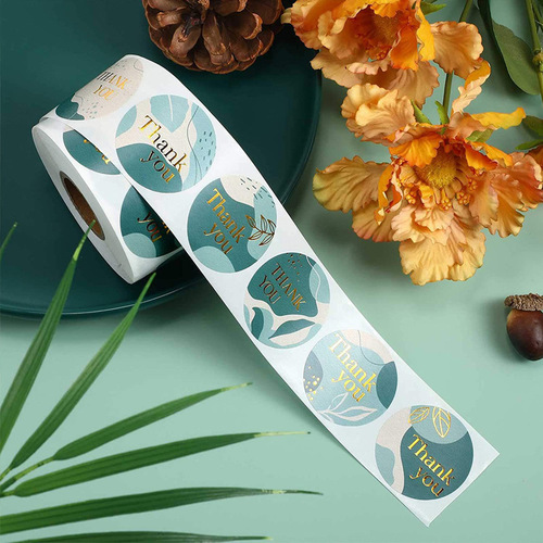Cross-border wholesale dark green thank you stickers gift packaging seal stickers holiday party decoration stickers