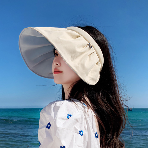 Sun protection hat for women, summer UV protection shell sun hat, open-top sun hat, large brim, summer, children foldable