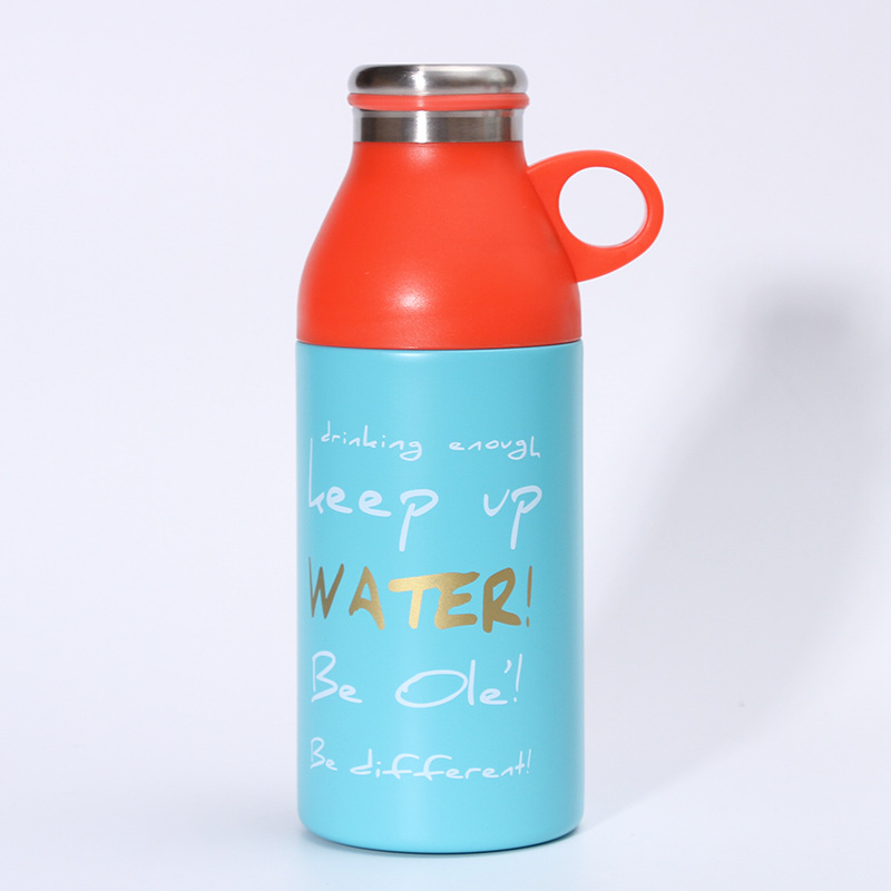 Taza de vacío de acero inoxidable 304 creativa una cubierta de doble uso portátil taza de agua de pareja de estudiantes masculinos y femeninos