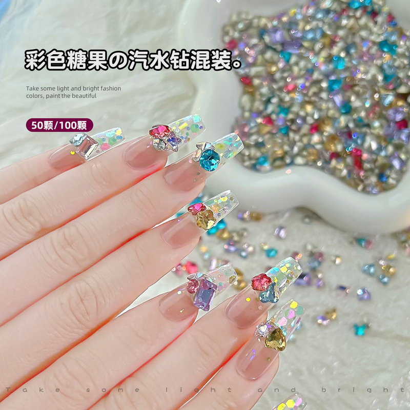 50 mixed net red summer candy soda nail jewelry drill monkey material bag gem colored diamond nail drill 50 mixed net red summer candy soda nail jewelry drill monkey material bag gem colored diamond nail drill
