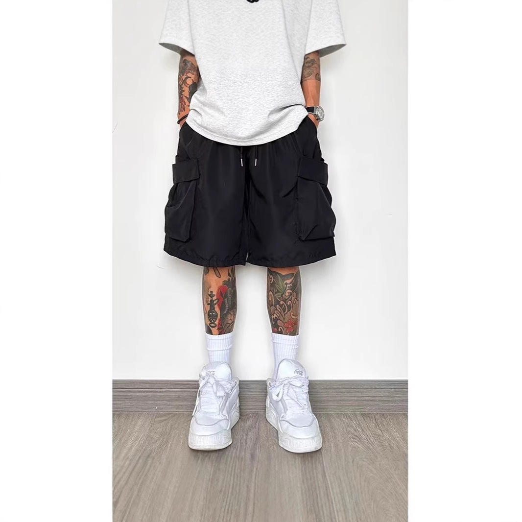 Functional Waterproof Cargo Shorts Men's Summer Thin Mid-Length Loose American Casual Sports Five-Point Pants Men