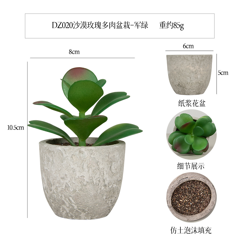 Más de 100 estilos de macetas de pulpa de papel vintage con plantas suculentas simuladas, pequeños adornos populares de estilo jardín para decoración del hogar transfronteriza. image 45
