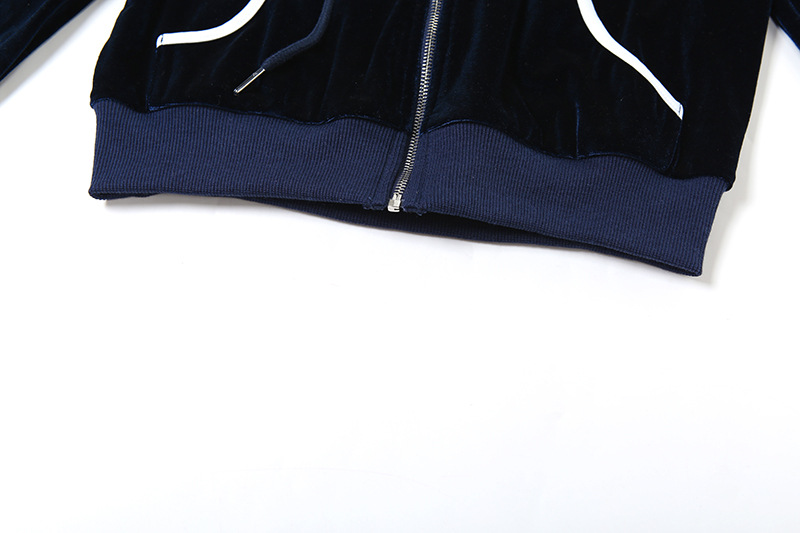 Autumn Winter Slim Embroidered Zipper Hoodie Coat High Waist Shorts Sets