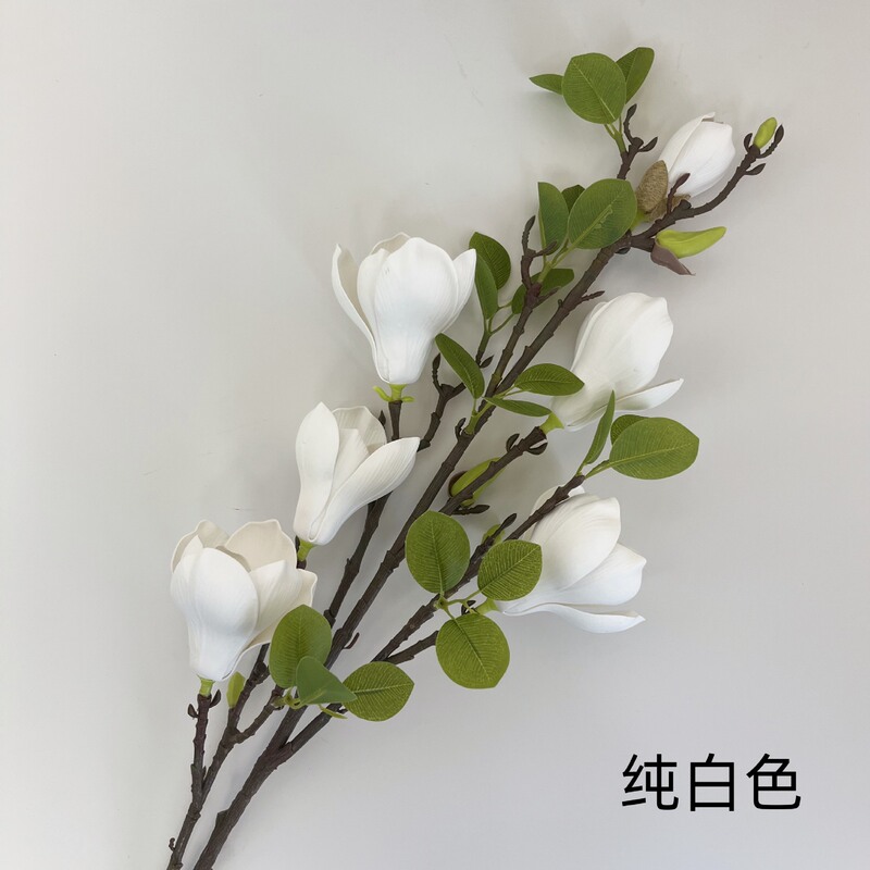 モクレンのシミュレーション花は6頭の如意玉蘭の偽花の家庭の結婚祝い用品の軟装の景観の装飾の卸売りをします。|undefined
