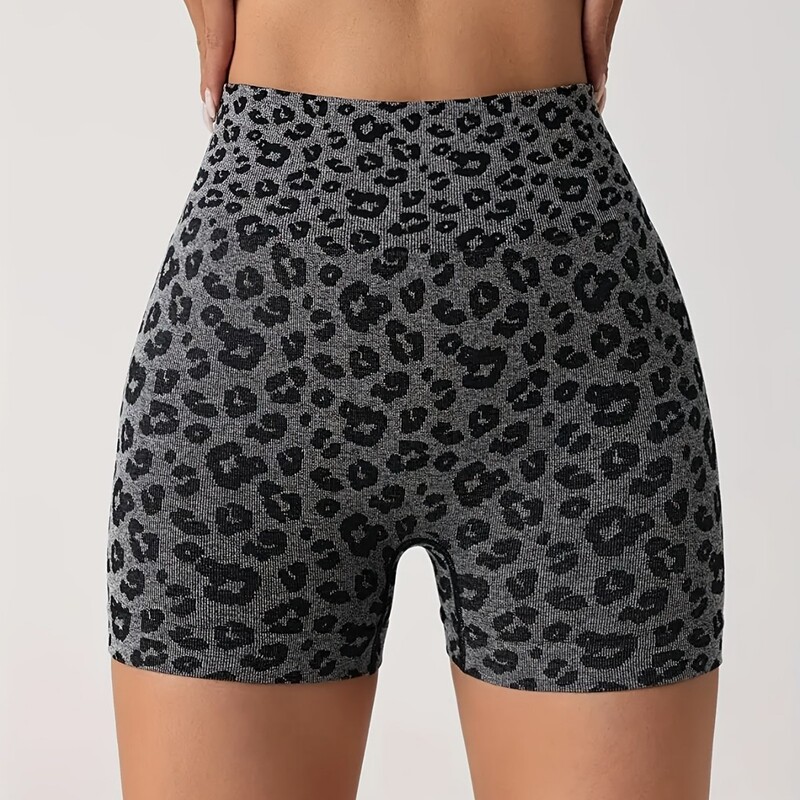 Cross-border New Leopard-print Hip-lifting Abdomen-tucked High Waist Sports Shorts Women's Quick-drying Fitness Running Yoga Tight Pants