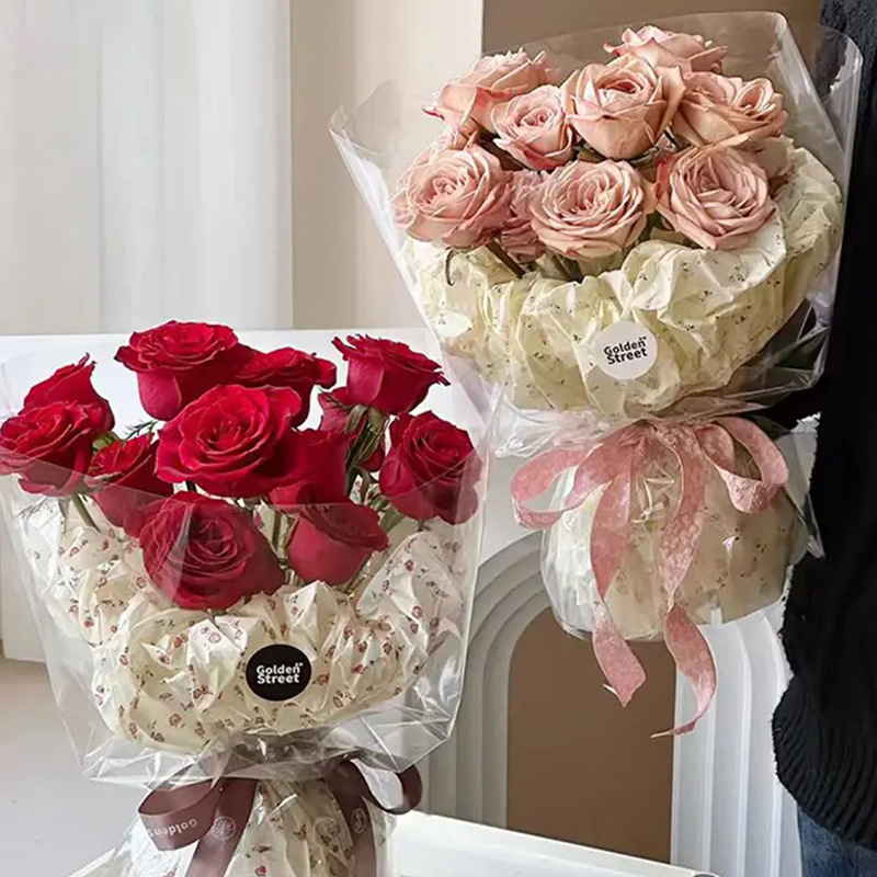 Papel de envolver de papel rosa de Sydney florería ramo de papel de embalaje al por mayor material de embalaje floral paquete de nudo de mariposa papel de flores