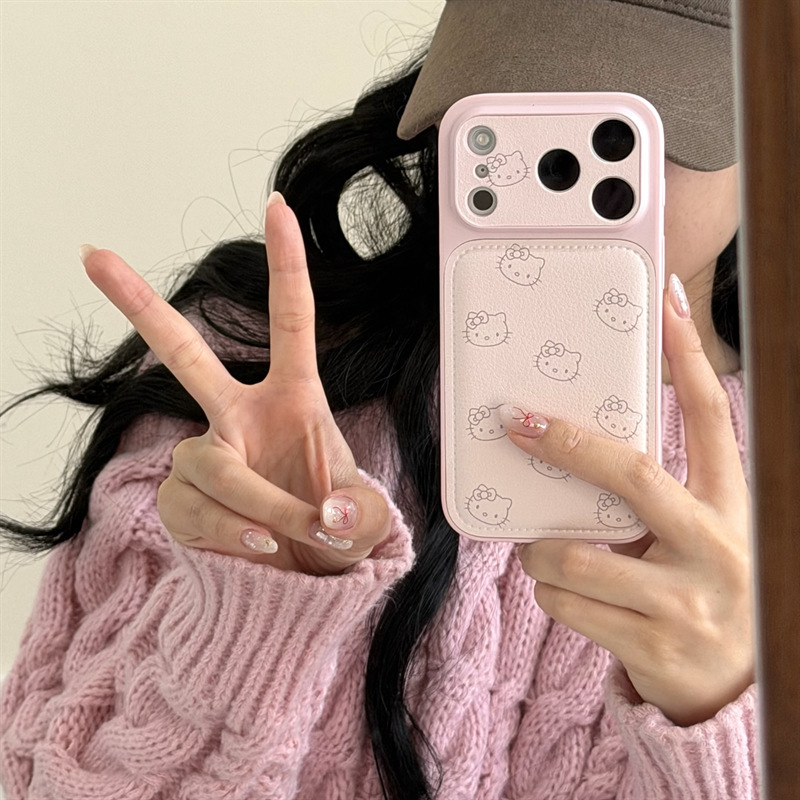 Pink and White Cat Head Design Suitable for iPhone 17 Pro Max Phone Case, Apple 16/15 Pro Protective Cover, 14 Pro Pink and White Cat Head Design Suitable for iPhone 17 Pro Max Phone Case, Apple 16/15 Pro Protective Cover, 14 Pro