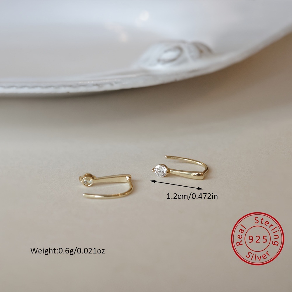 Zircon Inlay Material Ear hook Classification 1 Pair Quantity 1 Pair 925 Sterling Silver Zircon 925 Sterling Silver Earrings Geometric Ear Hook