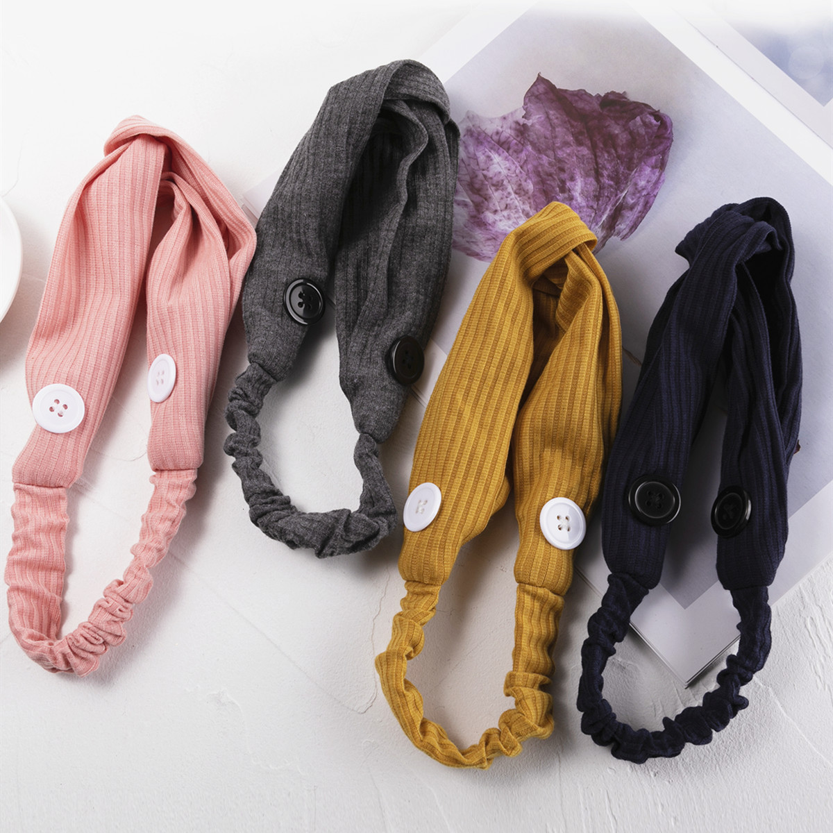 Estilo coreano ins banda de pelo de punto de ala ancha hebilla torcida máscara colgante diadema dulce simple Mori chica estilo lavado de cara diadema cruzada