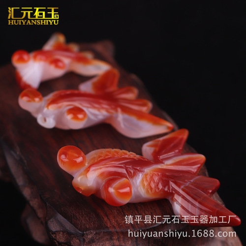 Multicolor Agate Red Goldfish Handmade Pendant Ice-Clear Carnelian Yearly Surplus Pendant Jade Jewelry Hanging Decor