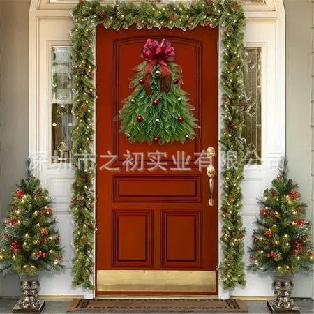 クリスマスツリーWreathシミュレーションクリスマスツリー手作り花輪クリスマスドアのショーウインドー装飾道具|undefined