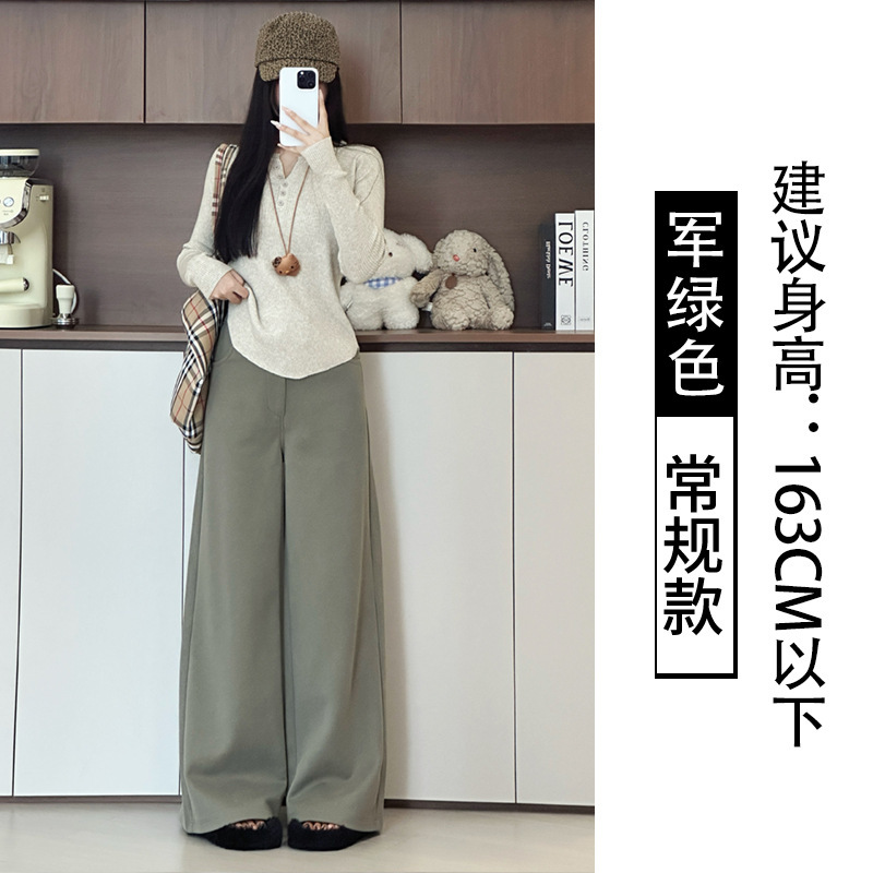 2025春秋新款宽松高腰显瘦阔腿裤垂感拖地休闲女裤厂家直销|undefined