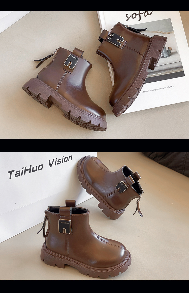 Martin 2024 Autumn/Winter New Collection Children's Short Black Soft soled British Style Girls' Boots_voghion.com