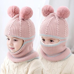 子供の帽子秋冬にベルベットをつけて保温毛糸帽を厚くした男の子の女の子の赤ちゃんが首を囲む冬のニット帽