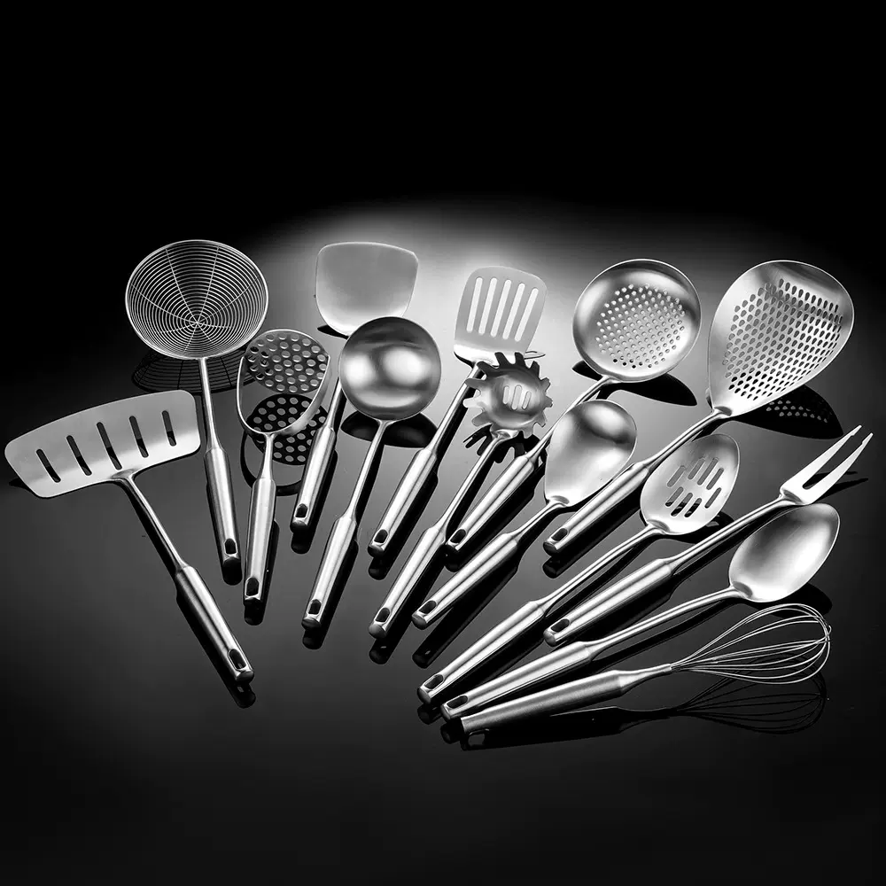 跨境厨具304不锈钢锅铲空心柄厨具套装炒菜铲子家用汤勺防烫漏勺