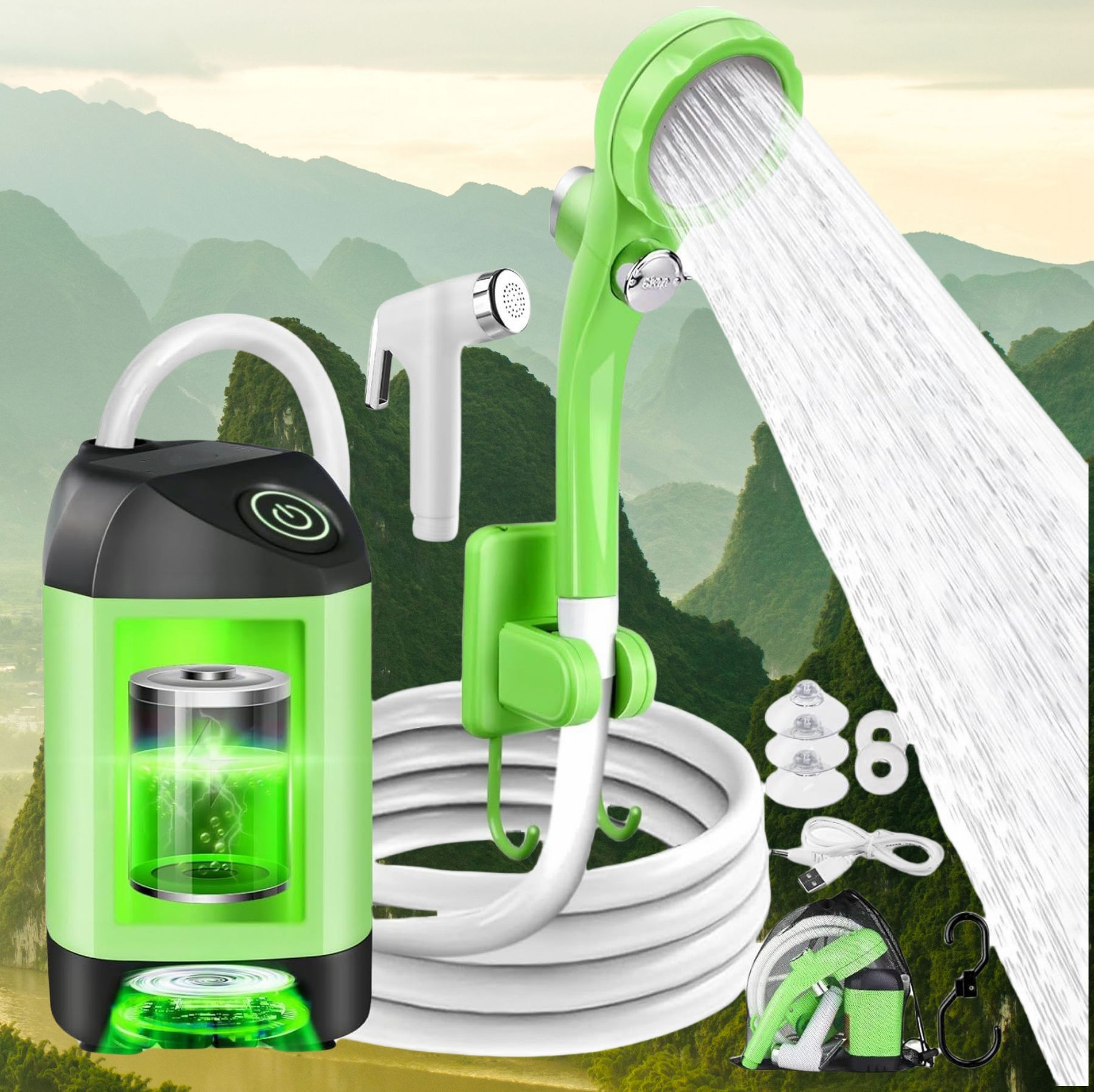 Ducha eléctrica portátil con bomba autocebante, ideal para camping, coche o uso al aire libre, modelo más vendido