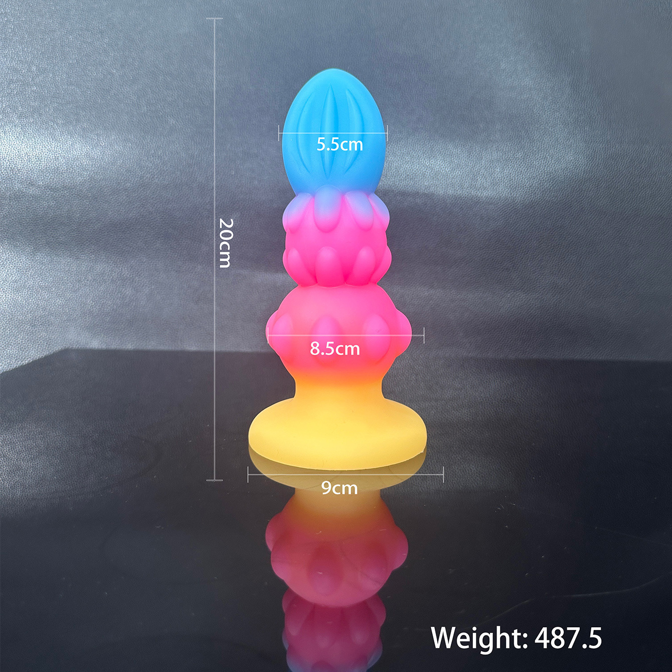 Silicone Anal Plug, Colorful Gourd Flower Design, Adult Unisex Toy — detail image 20