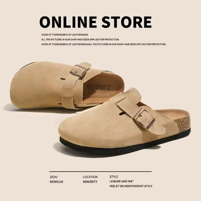 2025 New Women's Autumn and Winter British Style Thick-Soled Birkenstock Shoes Casual Half-Slip Fashion Versatile Durable Closed-Toe Slippers Wholesale 2025 New Women's Autumn and Winter British Style Thick-Soled Birkenstock Shoes Casual Half-Slip Fashion Versatile Durable Closed-Toe Slippers Wholesale