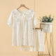 Pajamas Women's Summer Pure Cotton Double-Layer Cotton Yarn Cute Round Neck Home Clothes Short Sleeve Shorts Nightgown Loose Home Clothes
