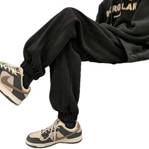 Velvet and thick sports pants, men's autumn and winter fashion brand loose beat-shaped harem pants, American style handsome all-match pants