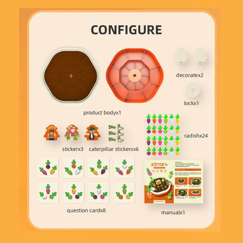Los niños Montessori pensamiento formación enseñanza ayudas educación temprana cognitiva granja rábano tirando juguete tirón juguete