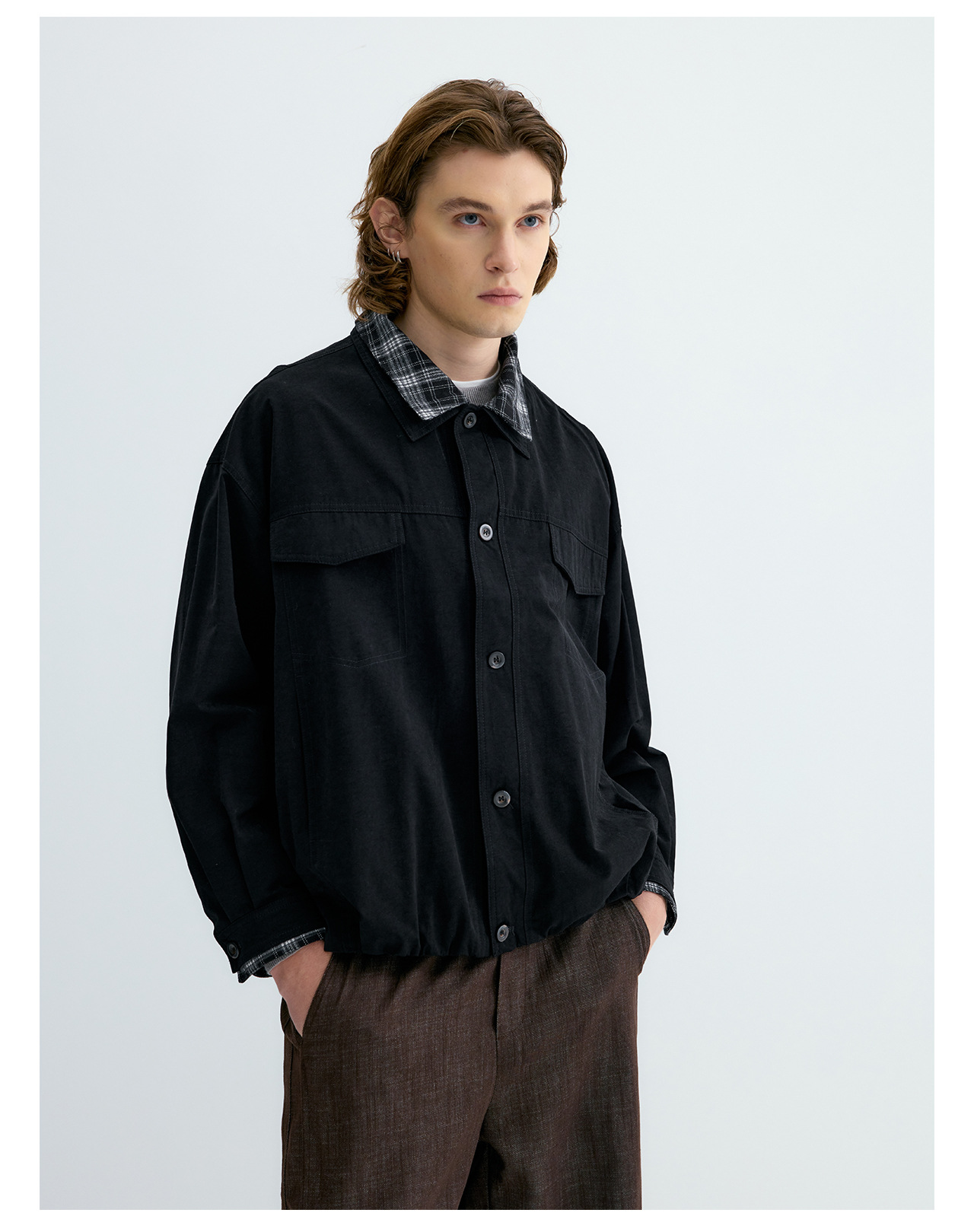 UNF Plaid Layered-Look Oversized Jacket