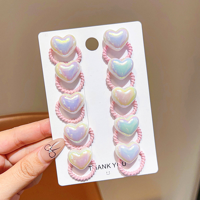 Ligas para Cabello para Niñas con Perlas de Tela Alta Elasticidad, No Daña el Cabello para Niñas