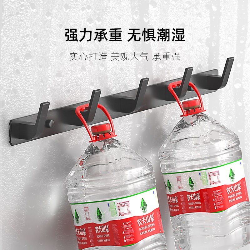 Pistola gris baño gancho fila gancho ropa gancho espacio aluminio baño puerta gancho ropa gancho Punch-libre