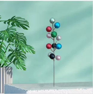 跨境新品圣诞金葱粉闪粉球12叉红果圣诞装饰品