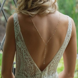 Cross-Border Popular Double-Layer Back Chain Simple Elegant Bridal Wedding Dress Backless Rhinestone Back Chain Back Chain