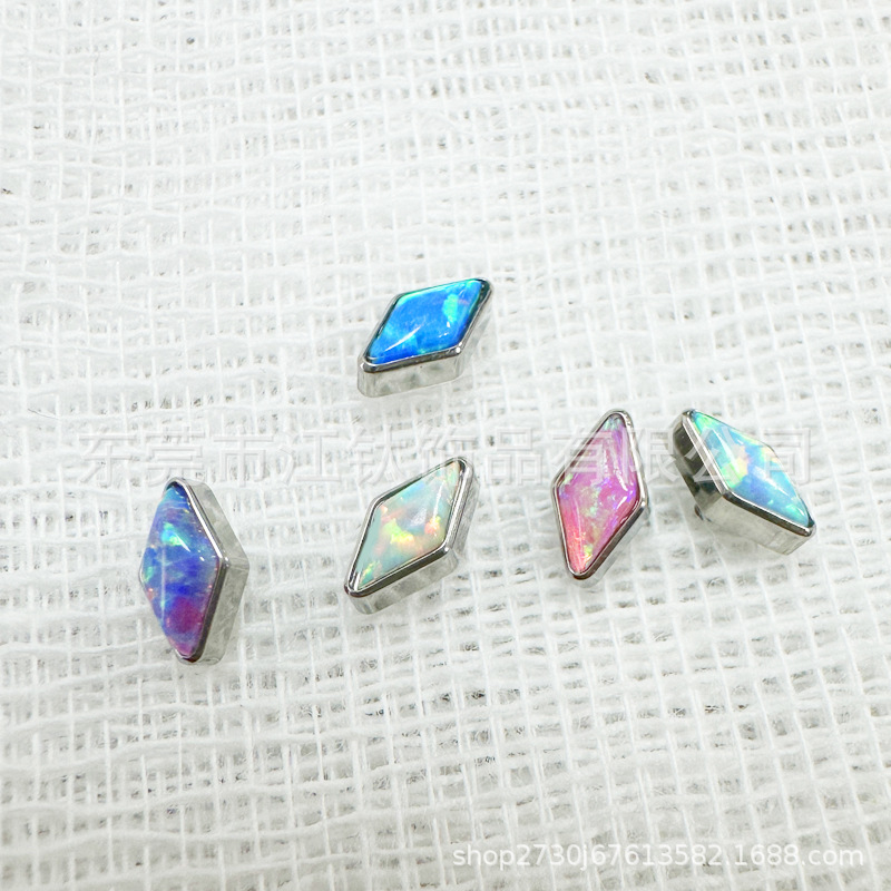 G23 Titanium Opal Ear Nail Lip Stud - 1.2x10mm - ASTM F136 Body Piercing Jewelry detail image 7